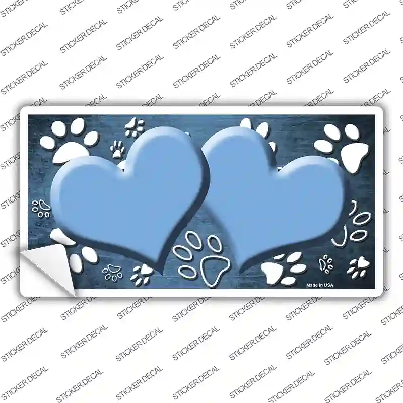 Paw Heart Light Blue White Novelty Sticker Decal