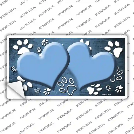 Paw Heart Light Blue White Novelty Sticker Decal