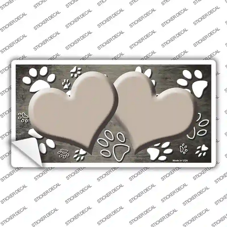 Paw Heart Tan White Novelty Sticker Decal