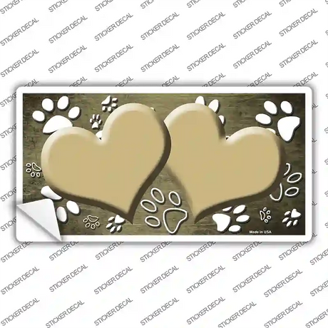 Paw Heart Gold White Novelty Sticker Decal