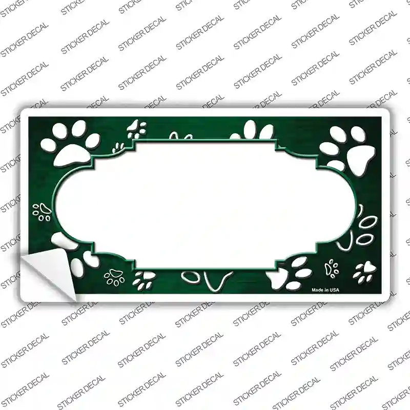 Paw Scallop Green White Novelty Sticker Decal