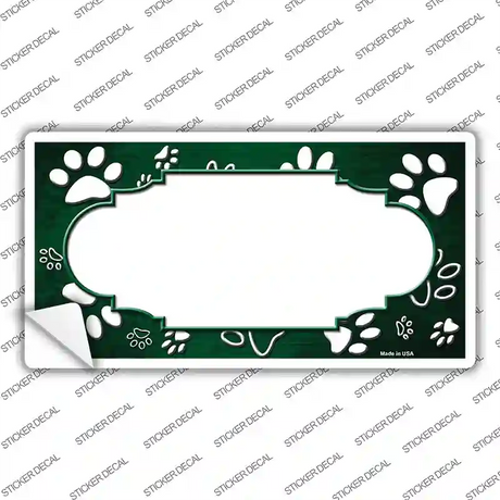 Paw Scallop Green White Novelty Sticker Decal