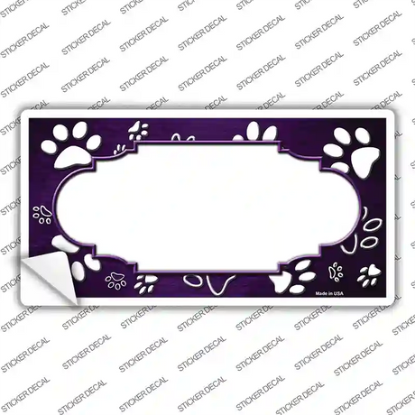 Paw Scallop Purple White Novelty Sticker Decal