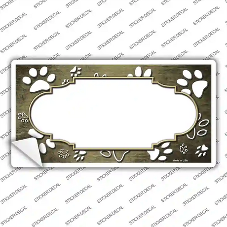 Paw Scallop Gold White Novelty Sticker Decal