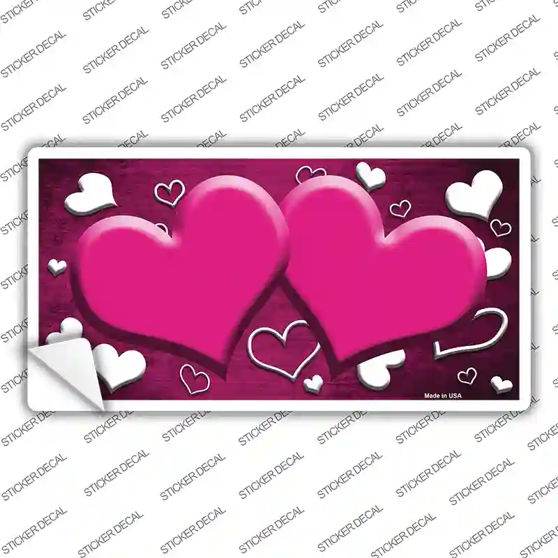 Pink White Love Hearts Oil Rubbed Novelty Sticker Decal