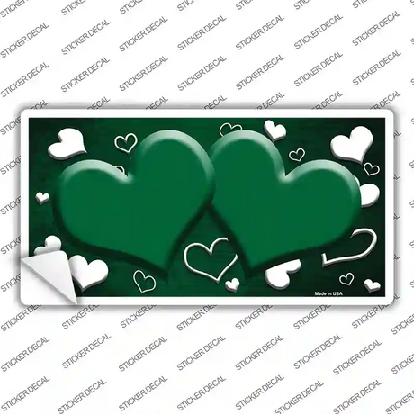Green White Love Hearts Oil Rubbed Novelty Sticker Decal