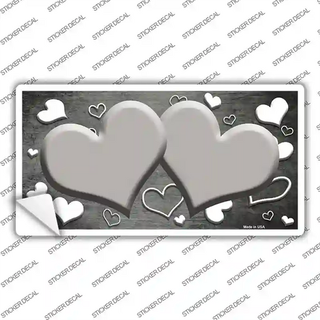 Gray White Love Hearts Oil Rubbed Novelty Sticker Decal