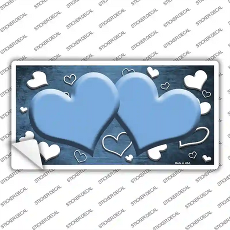 Light Blue White Love Hearts Oil Rubbed Novelty Sticker Decal