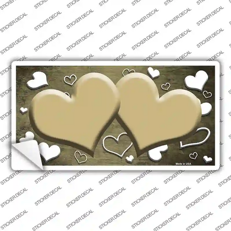 Gold White Love Hearts Oil Rubbed Novelty Sticker Decal