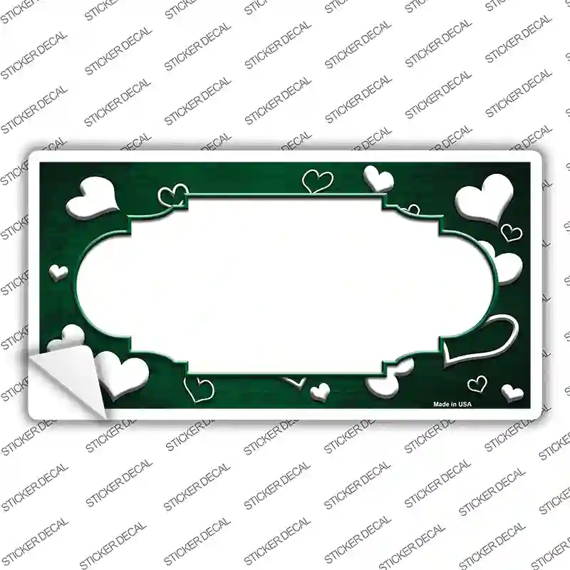Green White Love Scallop Oil Rubbed Novelty Sticker Decal