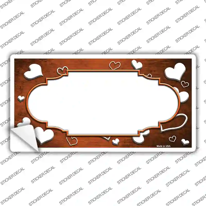Orange White Love Scallop Oil Rubbed Novelty Sticker Decal
