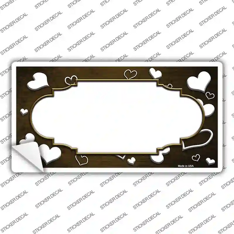 Brown White Love Scallop Oil Rubbed Novelty Sticker Decal