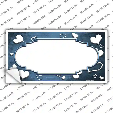 Light Blue White Love Scallop Oil Rubbed Novelty Sticker Decal
