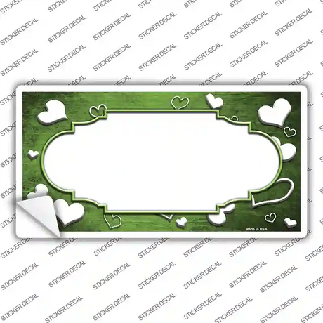Lime Green White Love Scallop Oil Rubbed Novelty Sticker Decal