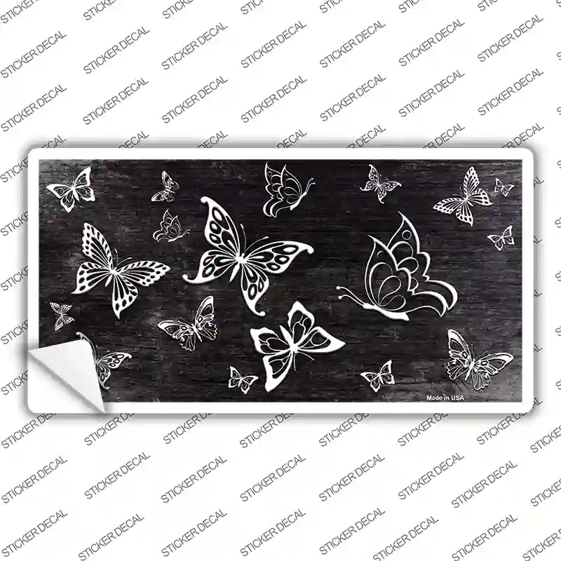 Black White Butterfly Oil Rubbed Novelty Sticker Decal