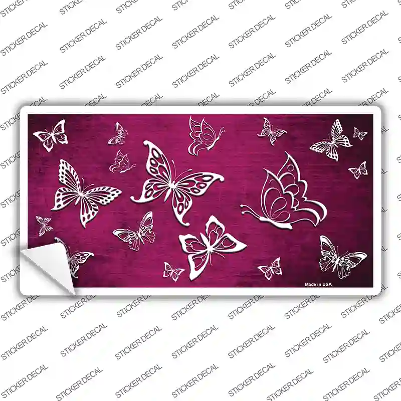 Pink White Butterfly Oil Rubbed Novelty Sticker Decal