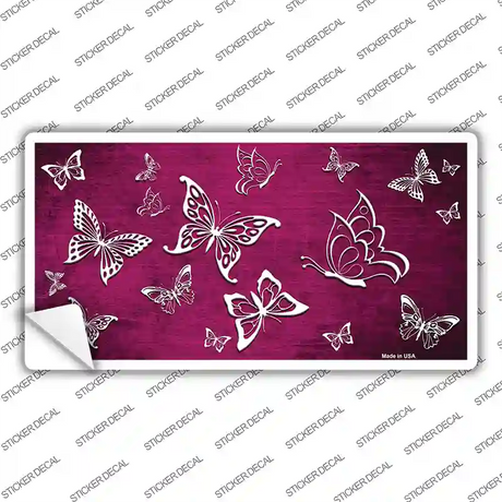 Pink White Butterfly Oil Rubbed Novelty Sticker Decal