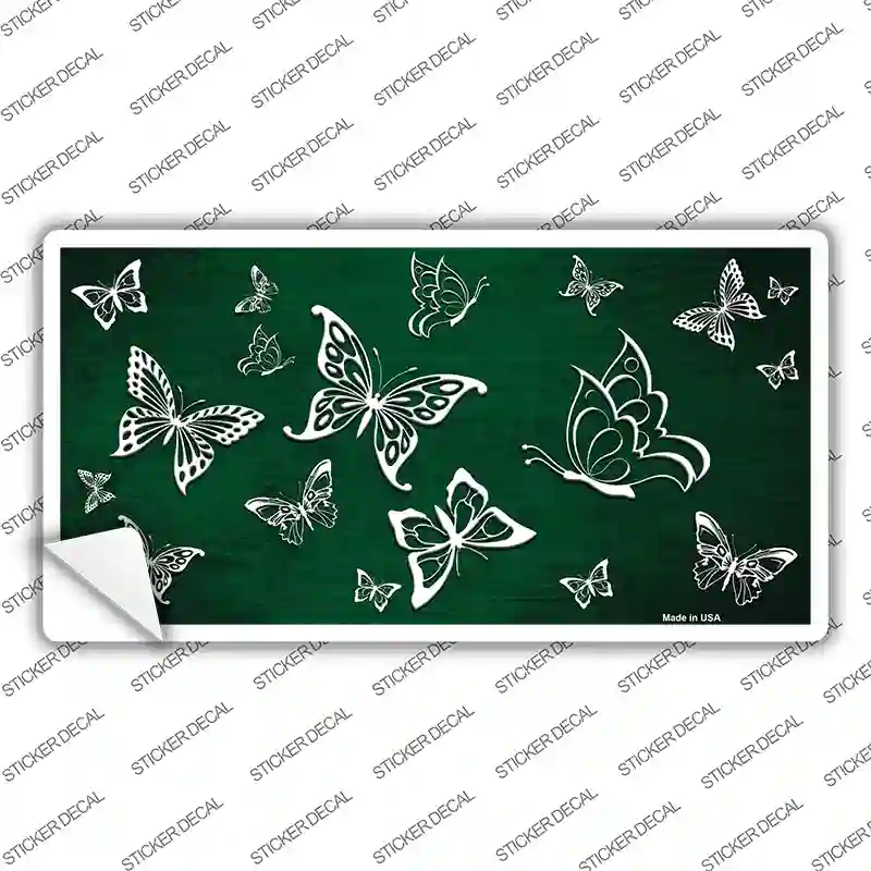 Green White Butterfly Oil Rubbed Novelty Sticker Decal