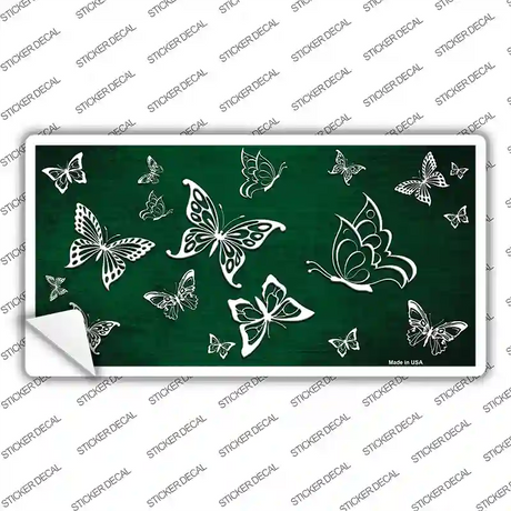 Green White Butterfly Oil Rubbed Novelty Sticker Decal