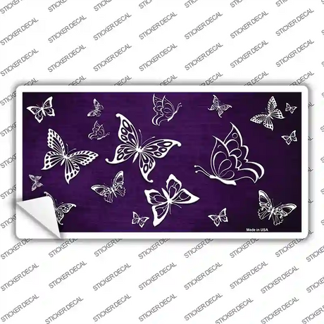 Purple White Butterfly Oil Rubbed Novelty Sticker Decal
