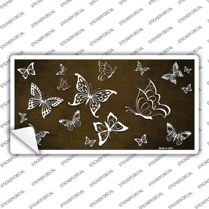 Brown White Butterfly Oil Rubbed Novelty Sticker Decal