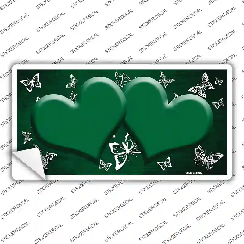 Green White Hearts Butterfly Oil Rubbed Novelty Sticker Decal