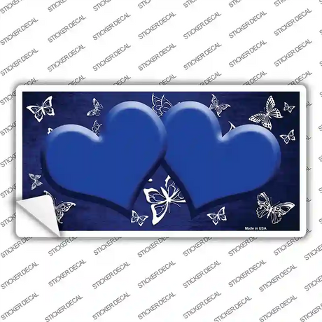 Blue White Hearts Butterfly Oil Rubbed Novelty Sticker Decal