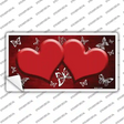 Red White Hearts Butterfly Oil Rubbed Novelty Sticker Decal