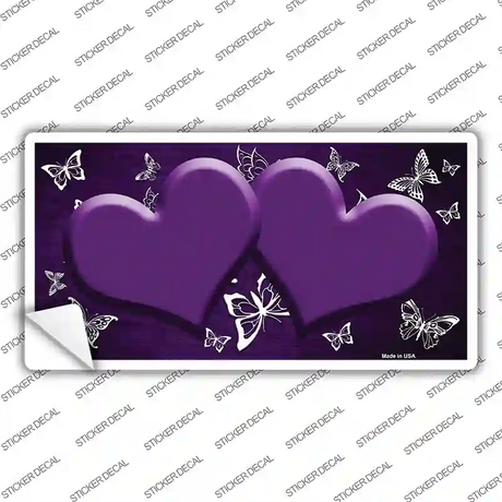 Purple White Hearts Butterfly Oil Rubbed Novelty Sticker Decal