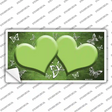 Lime Green White Hearts Butterfly Oil Rubbed Novelty Sticker Decal