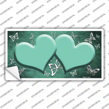 Mint White Hearts Butterfly Oil Rubbed Novelty Sticker Decal