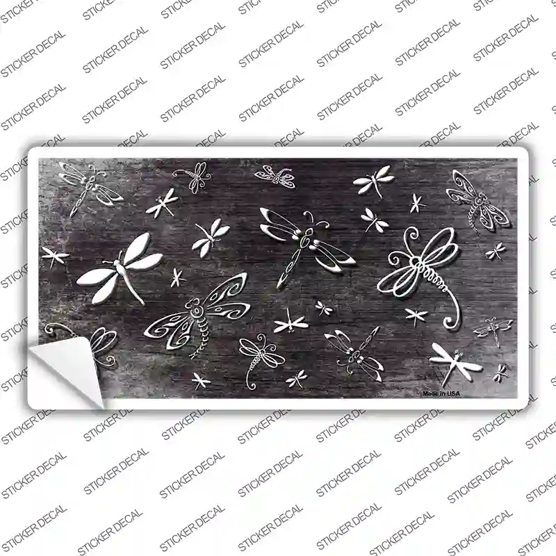 Black White Dragonfly Oil Rubbed Novelty Sticker Decal