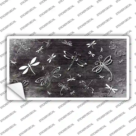 Black White Dragonfly Oil Rubbed Novelty Sticker Decal