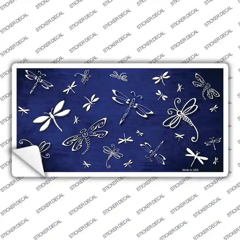 Blue White Dragonfly Oil Rubbed Novelty Sticker Decal