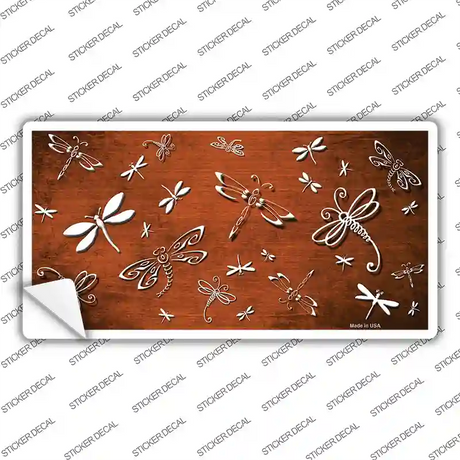 Orange White Dragonfly Oil Rubbed Novelty Sticker Decal