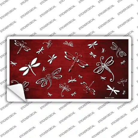 Red White Dragonfly Oil Rubbed Novelty Sticker Decal