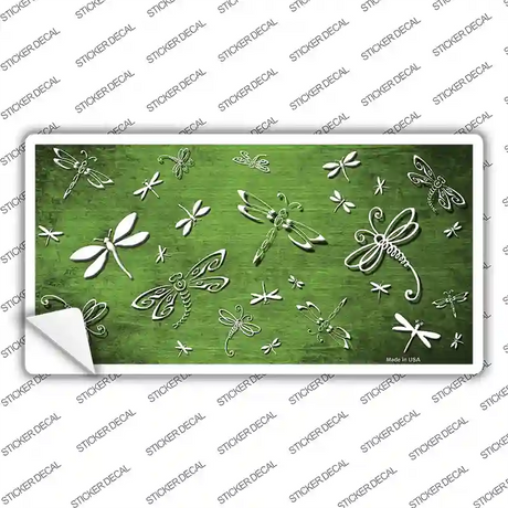 Lime Green White Dragonfly Oil Rubbed Novelty Sticker Decal