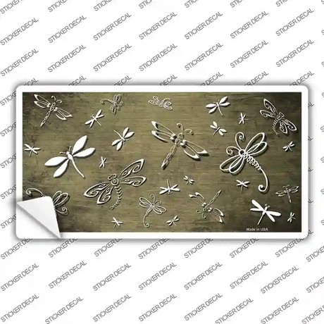 Gold White Dragonfly Oil Rubbed Novelty Sticker Decal