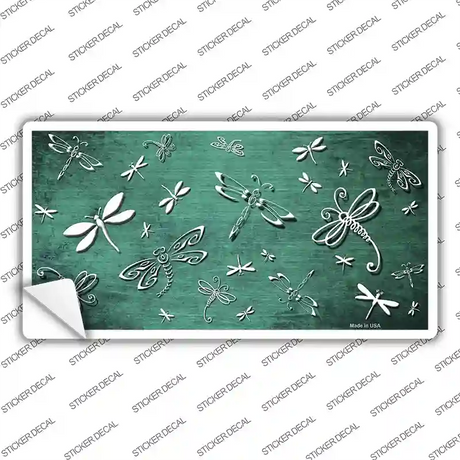 Mint White Dragonfly Oil Rubbed Novelty Sticker Decal
