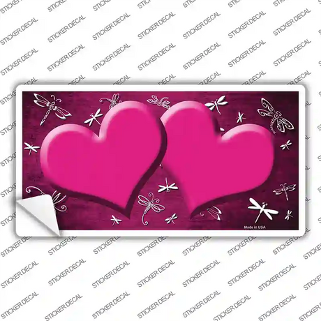 Pink White Dragonfly Hearts Oil Rubbed Novelty Sticker Decal