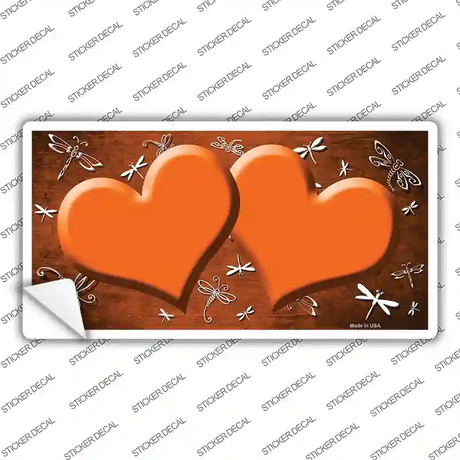 Orange White Dragonfly Hearts Oil Rubbed Novelty Sticker Decal
