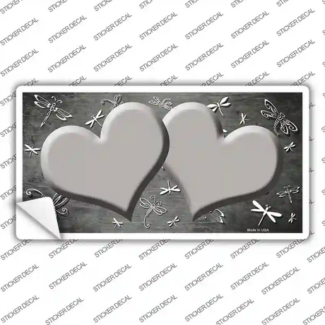 Gray White Dragonfly Hearts Oil Rubbed Novelty Sticker Decal