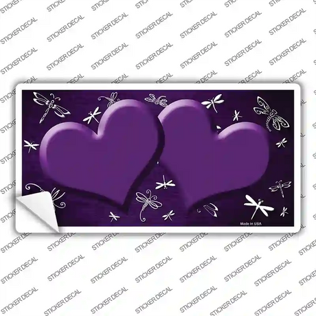 Purple White Dragonfly Hearts Oil Rubbed Novelty Sticker Decal