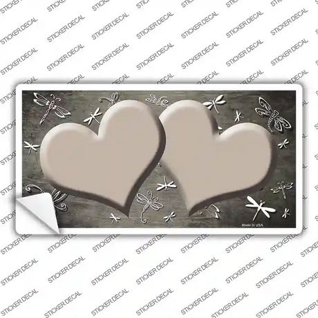 Tan White Dragonfly Hearts Oil Rubbed Novelty Sticker Decal