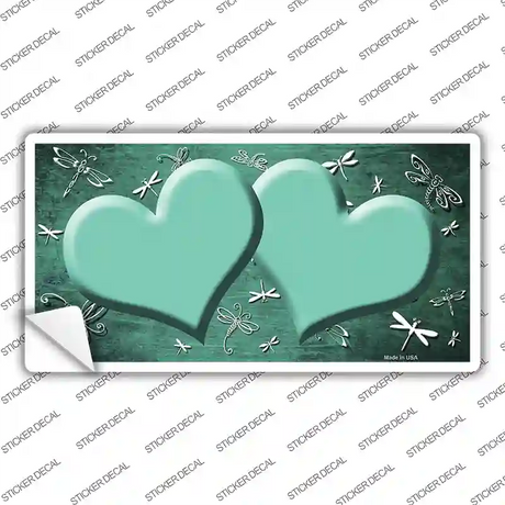Mint White Dragonfly Hearts Oil Rubbed Novelty Sticker Decal