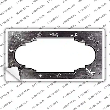 Black White Dragonfly Scallop Oil Rubbed Novelty Sticker Decal