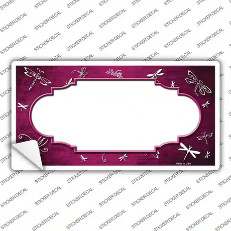 Pink White Dragonfly Scallop Oil Rubbed Novelty Sticker Decal