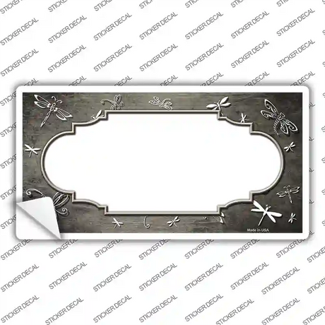 Tan White Dragonfly Scallop Oil Rubbed Novelty Sticker Decal