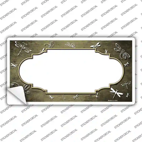 Gold White Dragonfly Scallop Oil Rubbed Novelty Sticker Decal