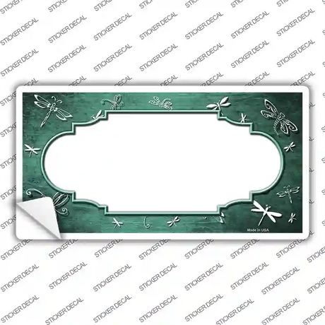 Mint White Dragonfly Scallop Oil Rubbed Novelty Sticker Decal